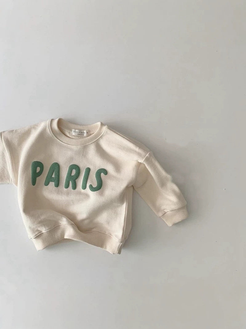 Sudadera de manga larga con estampado de logotipo para bebés y niños 【mh0014636】