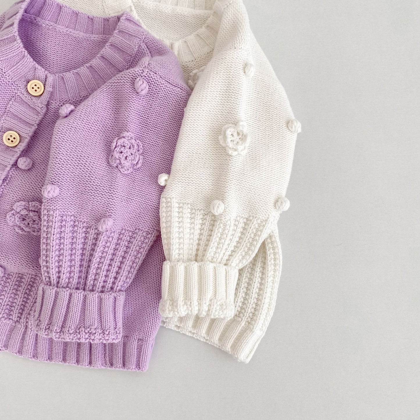 -かぎ編みフラワーニットカーディガン【mh0010846】 - mamahalo shop - カーディガン・パーカー -  べビー服 - 子供服 - 男の子 - 女の子