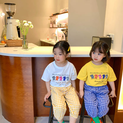 Pantalones holgados de verano a cuadros para niños [mh0000865]