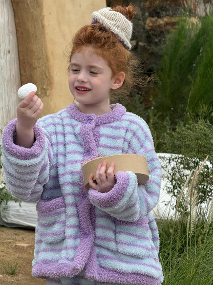 ルームウェア ボーダー もこもこフリース パジャマセットアップ 2点セット【mh0011745】