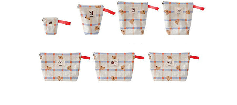 -キャンバス くま ベア トラベルポーチ 7個 セット 防水 おむつポーチ 歯ブラシケース ママバッグ【mh0003504】 - mamahalo shop - おむつポーチ -  べビー服 - 子供服 - 男の子 - 女の子