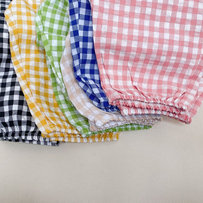 Pantalones holgados de verano a cuadros para niños [mh0000865]