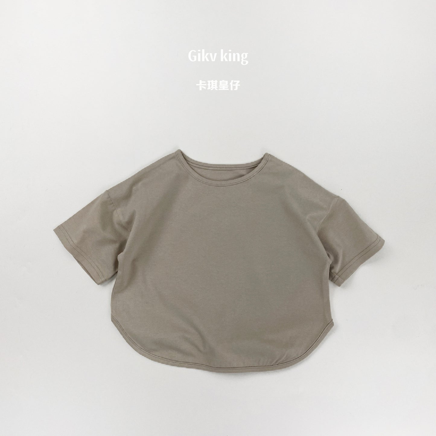 Curved Hem Solid Short Sleeve T-shirt クルーネック 無地 半袖Tシャツ【mh0012830】