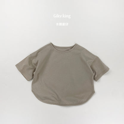 Curved Hem Solid Short Sleeve T-shirt クルーネック 無地 半袖Tシャツ【mh0012830】