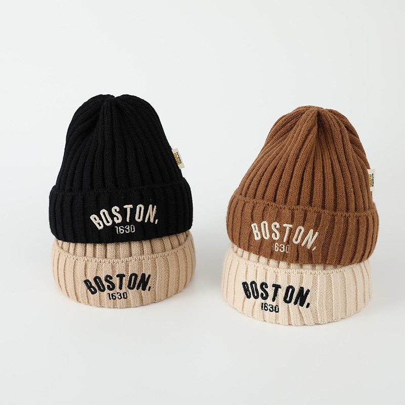 Gorro para niños, gorro de punto, gorro de punto, bordado de logotipo de letras, gorro de reloj, 5 colores