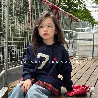 -ナンバーワッペン星柄フリーストレーナー【mh0010909】 - mamahalo shop - トレーナー・フーディ -  べビー服 - 子供服 - 男の子 - 女の子