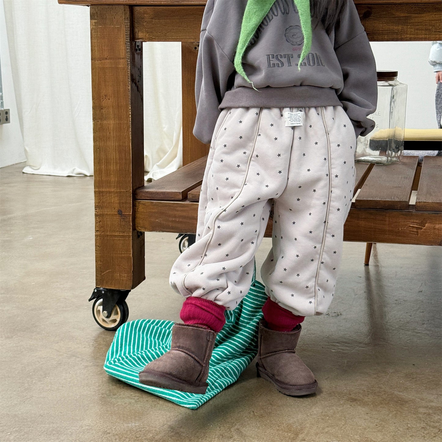 裏ボアスウェットパンツ 星スタープリント 暖パン ジャージ【mh0011907】