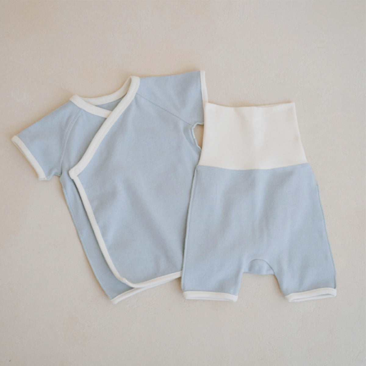 Baby Cache-Coeur Short-Sleeve Top & High-Waist Pants Set [mh0013886]