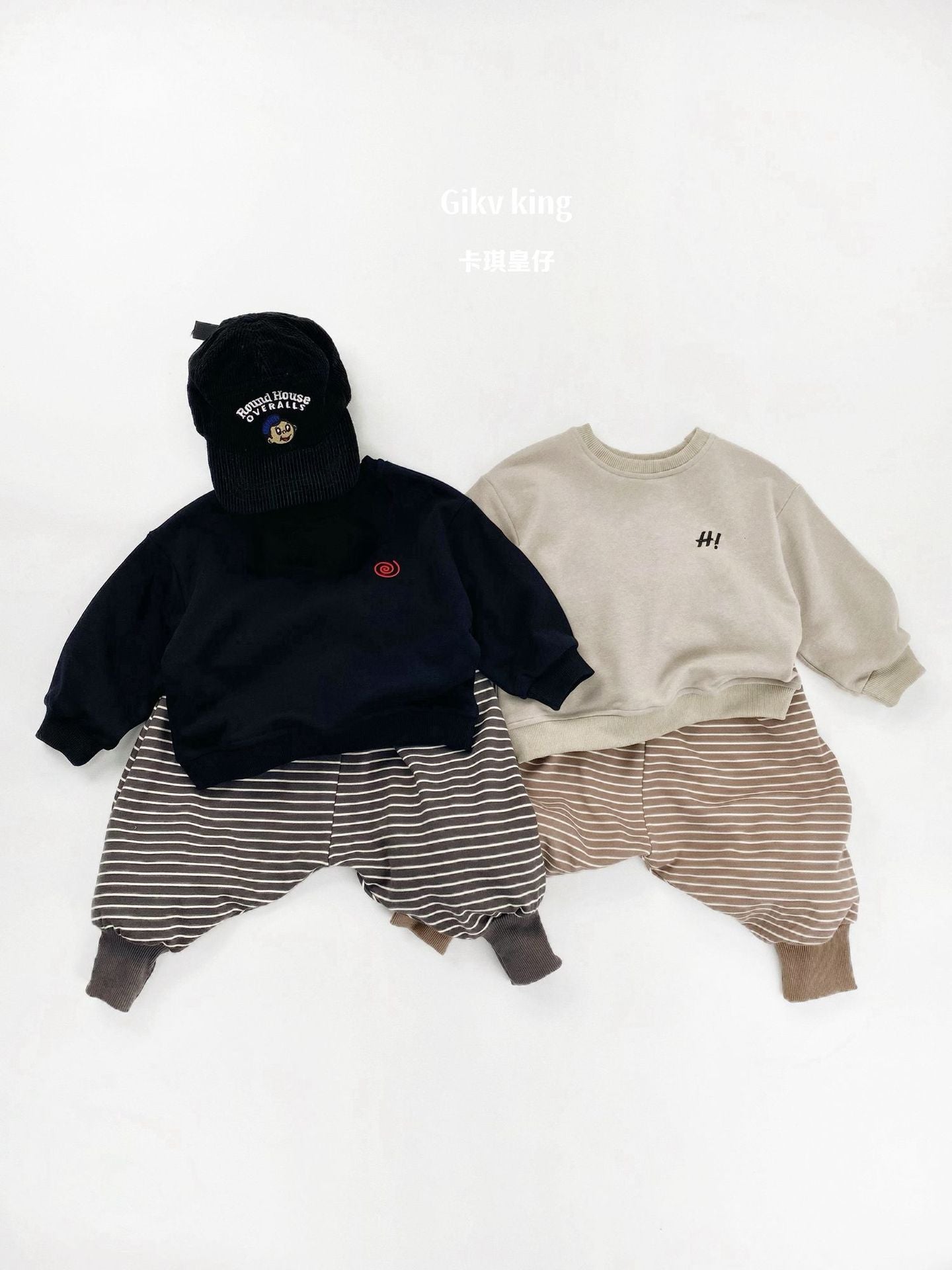 Horizontal Striped Cotton Jogger Pants 【mh0012577】
