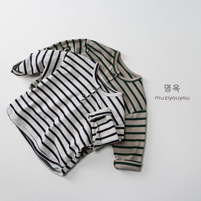 -ヘンリーネックボーダー長袖Tシャツ【mh0010862】 - mamahalo shop - 長袖Tシャツ -  べビー服 - 子供服 - 男の子 - 女の子