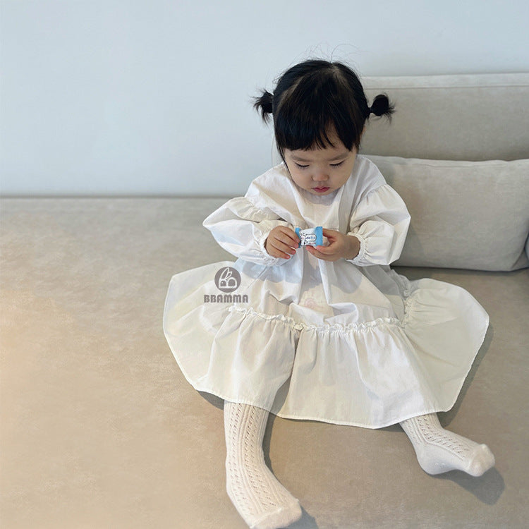 Tiered Cotton Princess Dress ティアード 長袖ワンピース【mh0012639】