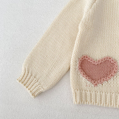 -ハートポケットニットカーディガン/ニット帽【mh0010845】 - mamahalo shop - カーディガン・パーカー -  べビー服 - 子供服 - 男の子 - 女の子