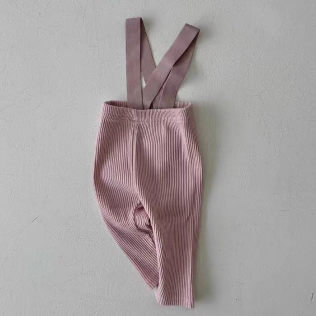 Ribbed Suspender Long Pants リブ編み サスペンダー レギンスパンツ【mh0013030】