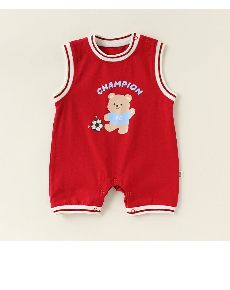 Sleeveless Athletic Bear Romper ナンバリング ノースリーブロンパース【mh0013505】