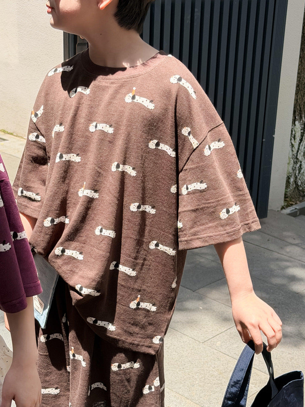Allover Graphic Loose Top Shorts Set ドッグプリント 半袖Tシャツ ハーフパンツ【mh0013539】