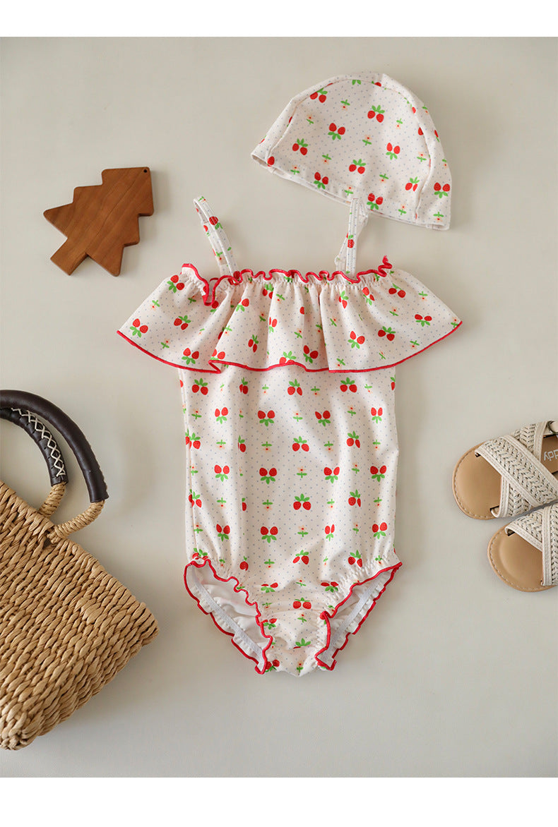 UPF50 Plus Cherry Heart Printed One-piece チェリー ハート 水着【mh0012595】