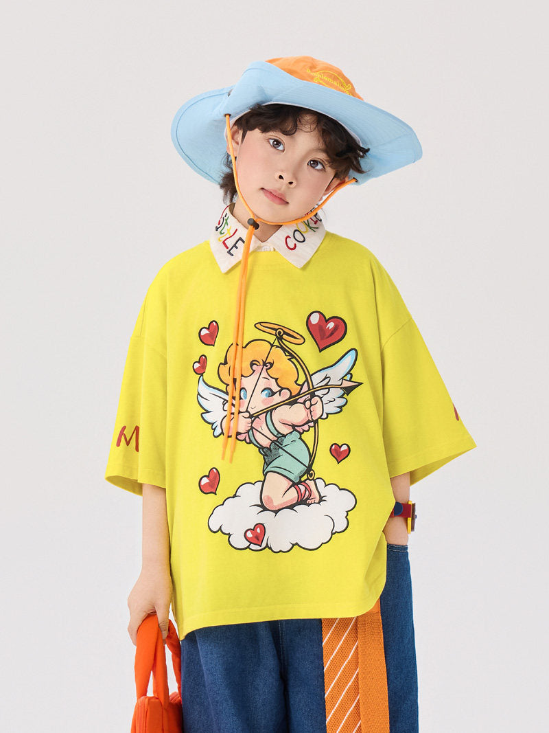 Graphic Angel Tee 天使プリント 半袖Tシャツ【mh0012994】