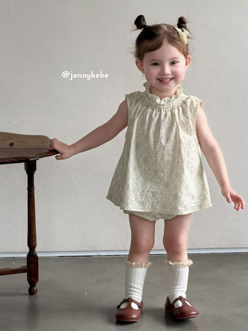 Floral Ruffle Sleeveless Shorts Set ガールズ 花柄 フリル ノースリーブ セットアップ【mh0012526】
