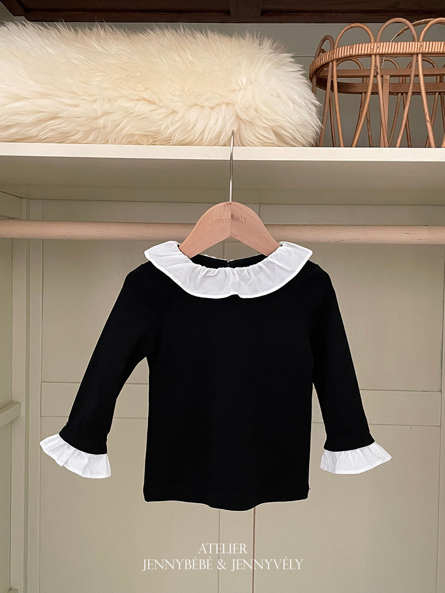 Camiseta de manga larga con cuello de volantes y vestido sin mangas para niña 【mh0014659】