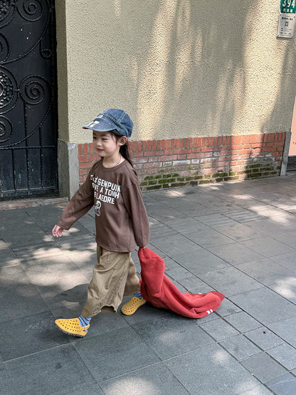 -ペンギン柄プリントTシャツ ロゴ入り長袖トップス【mh0011055】 - mamahalo shop - 長袖Tシャツ -  べビー服 - 子供服 - 男の子 - 女の子