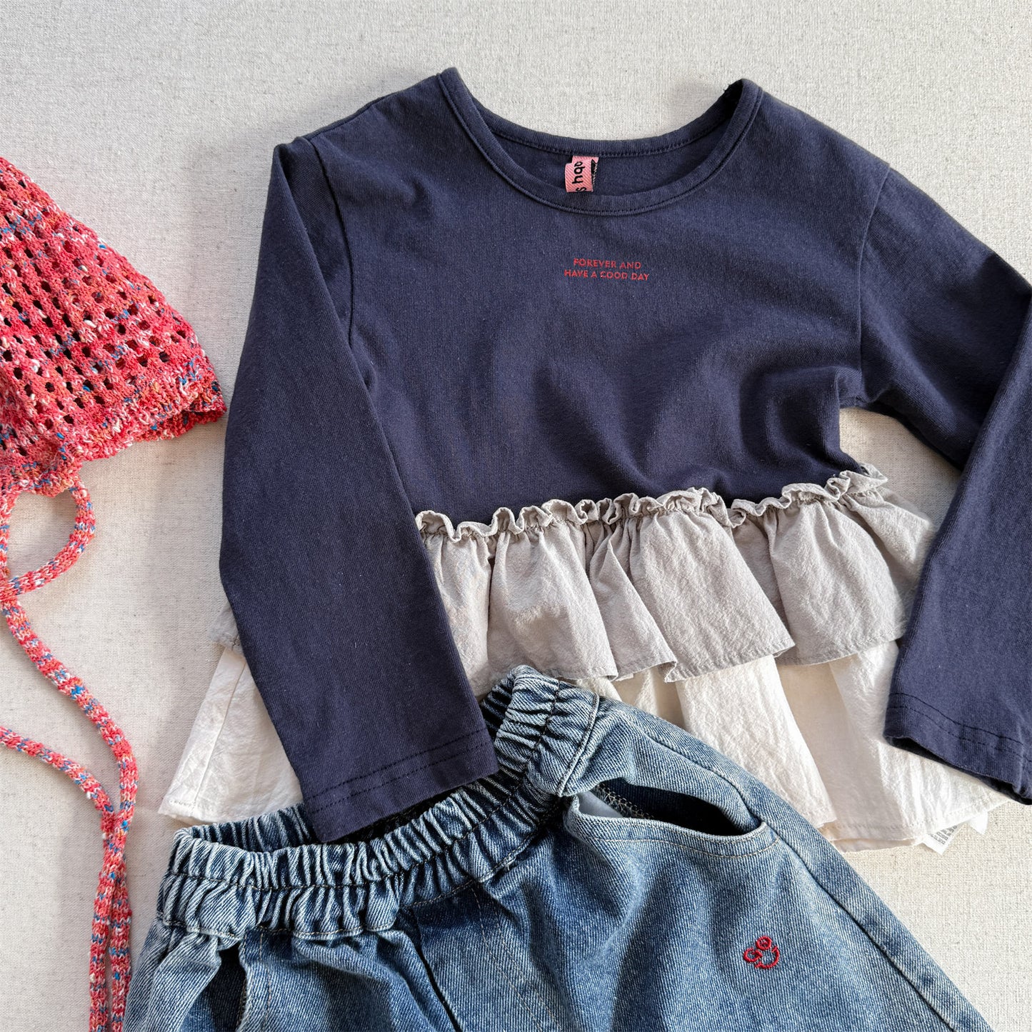 -フリル裾リブ長袖Tシャツチュニックカットソー【mh0010803】 - mamahalo shop - 長袖Tシャツ -  べビー服 - 子供服 - 男の子 - 女の子