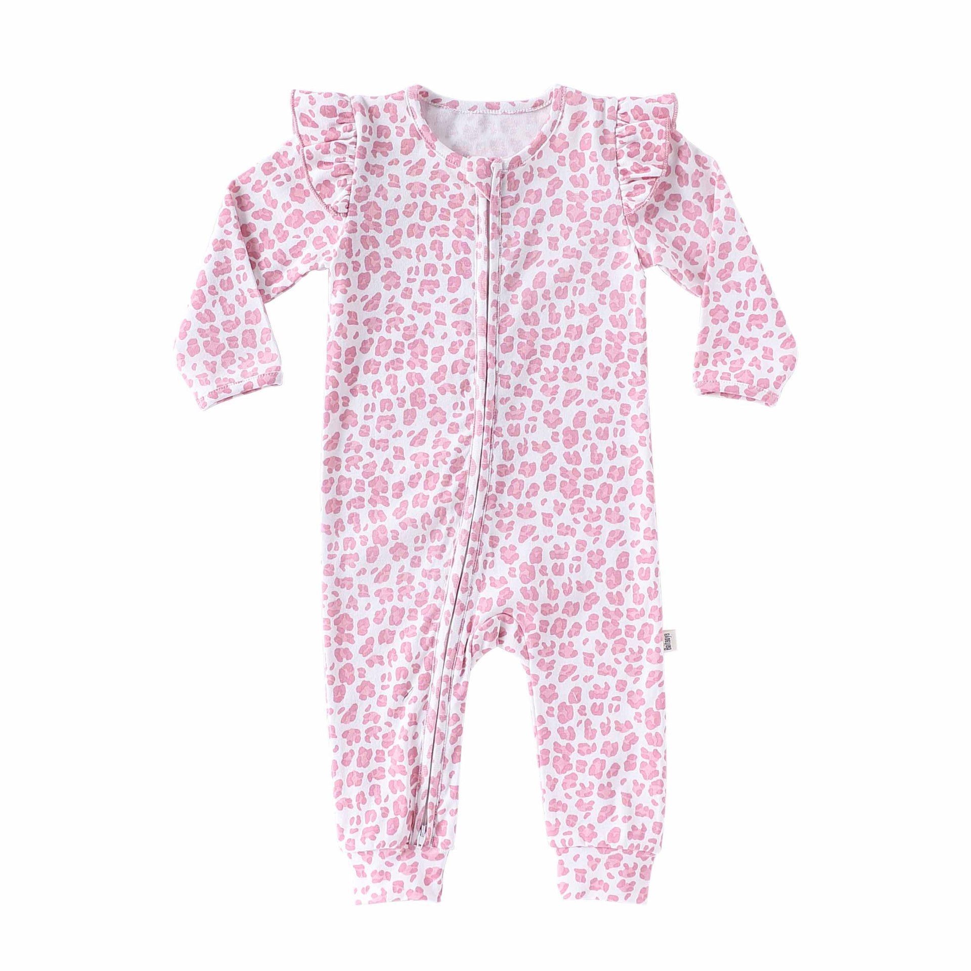 -レオパードプリントジップアップ長袖ジャンプスーツ【mh0010725】 - mamahalo shop - 長袖ロンパース -  べビー服 - 子供服 - 男の子 - 女の子