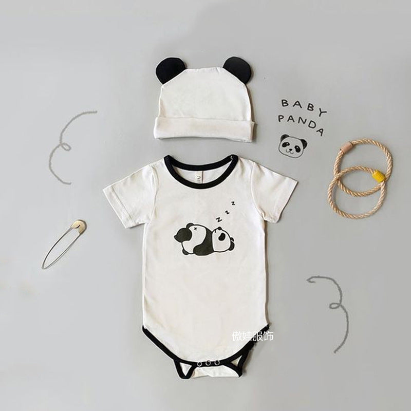 Panda Costume Short-Sleeve Romper With Hat Set パンダ 半袖ロンパース コスチューム【mh0013355】