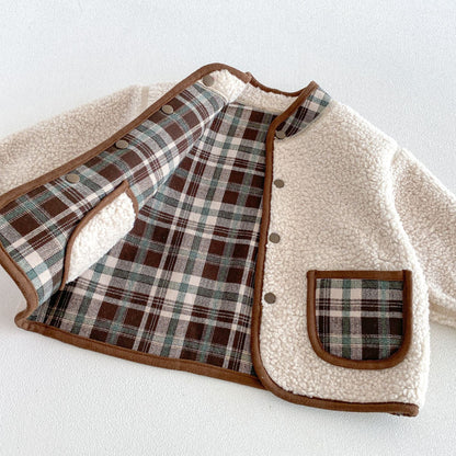 キッズ チェック リバーシブル ボアジャケット / ロールアップ 刺繍 ストレート ロングパンツ【mh0014765】