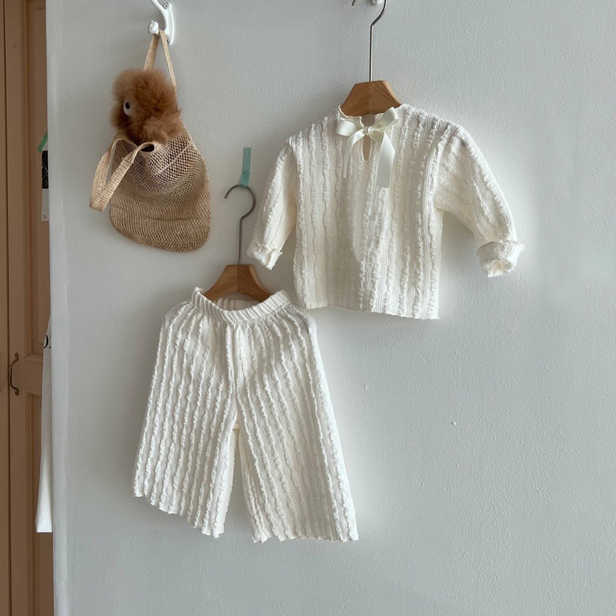 Kids' Ribbon Long-Sleeve Wide-Leg Pants Set [mh0013879]