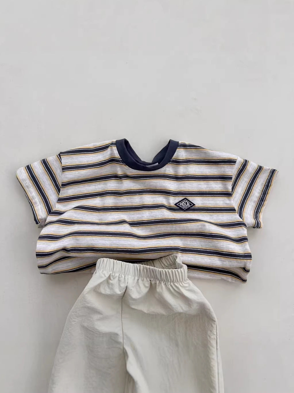 Korean Style INS Striped Men's and Women's Summer Short-Sleeve T-shirt Top, Korean Children's New Versatile Trendy Breathable T-shirt