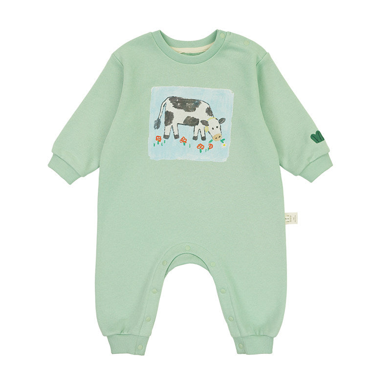 Mameluco estampado holgado con forro polar para bebé [mh0014193]