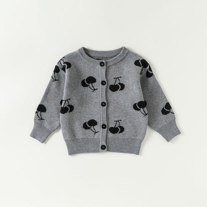 ニットロンパース/カーディガン さくらんぼ柄【mh0011719】