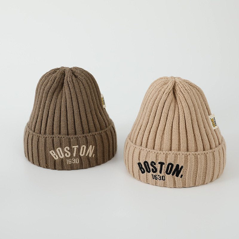 Gorro para niños, gorro de punto, gorro de punto, bordado de logotipo de letras, gorro de reloj, 5 colores
