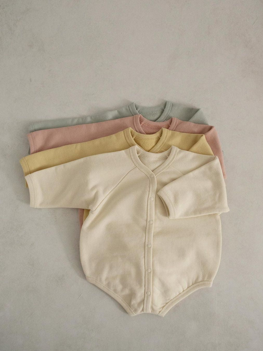 Waffle Knit Romper with Bonnet ワッフル 長袖 ロンパース ボンネット【mh0012676】