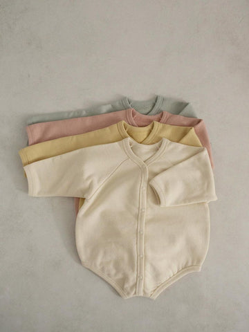 Waffle Knit Romper with Bonnet ワッフル 長袖 ロンパース ボンネット【mh0012676】