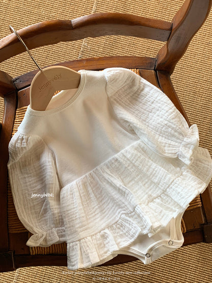 Gauze Puff Sleeve Romper ガーゼ パフスリーブ ロンパース【mh0012527】