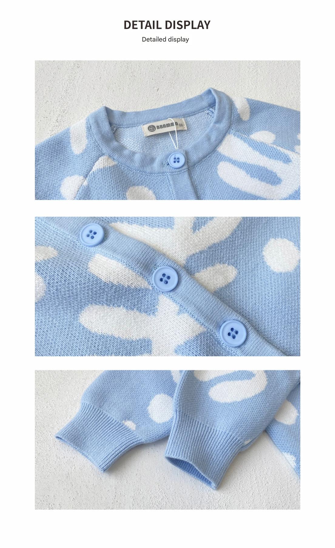 長袖ニットロンパース 幾何学模様 ジャカードニット ジャンプスーツ【mh0011855】