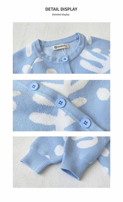 長袖ニットロンパース 幾何学模様 ジャカードニット ジャンプスーツ【mh0011855】