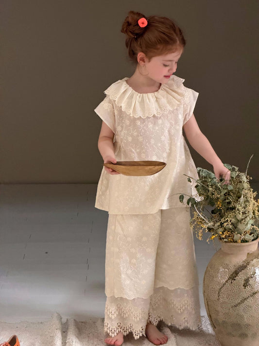 Eyelet Lace Sleeveless Top 刺繍 スカラップ ノースリーブブラウス【mh0012884】