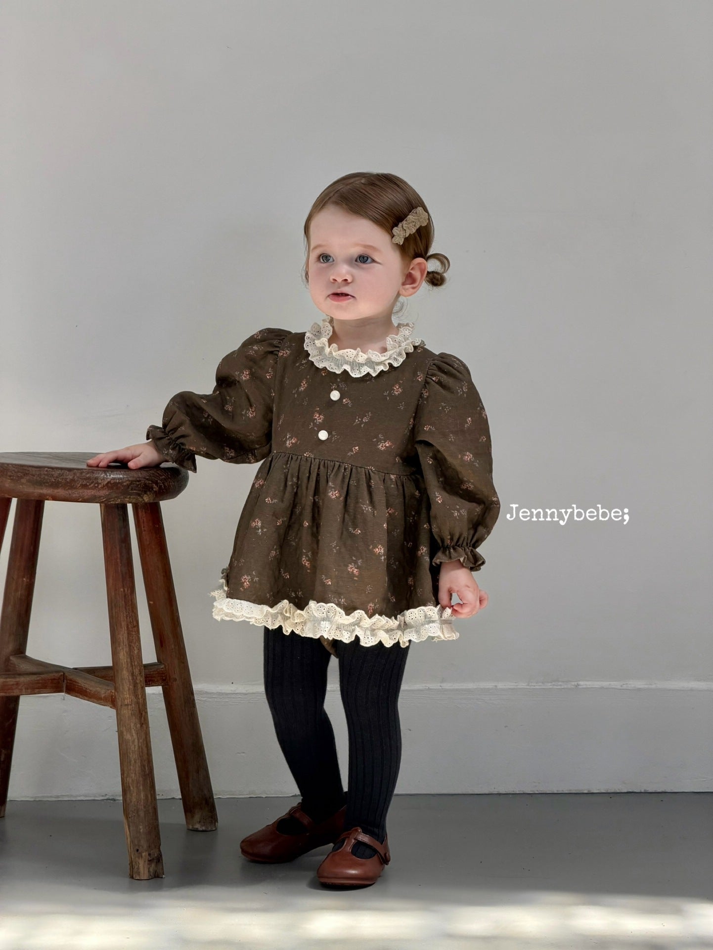 Baby Floral Lace Collar Long Sleeve Puff Sleeve Romper [mh0013892]