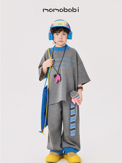 Contrast Rib Tee Long Pants ロゴTシャツ ロングパンツ セット【mh0013008】