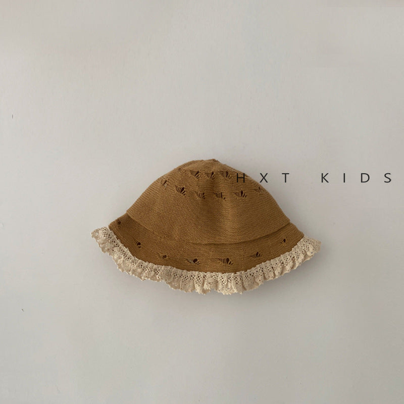 Sombrero tipo pescador calado con encaje para niños【mh0001869】
