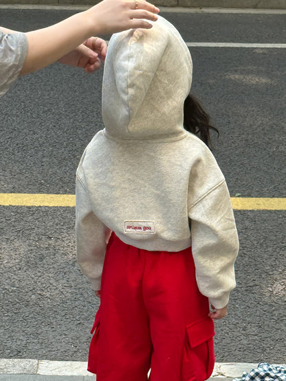 -クロップド丈パーカー 刺繍ロゴ入りフーディー ショートスウェット【mh0011053】 - mamahalo shop - カーディガン・パーカー -  べビー服 - 子供服 - 男の子 - 女の子