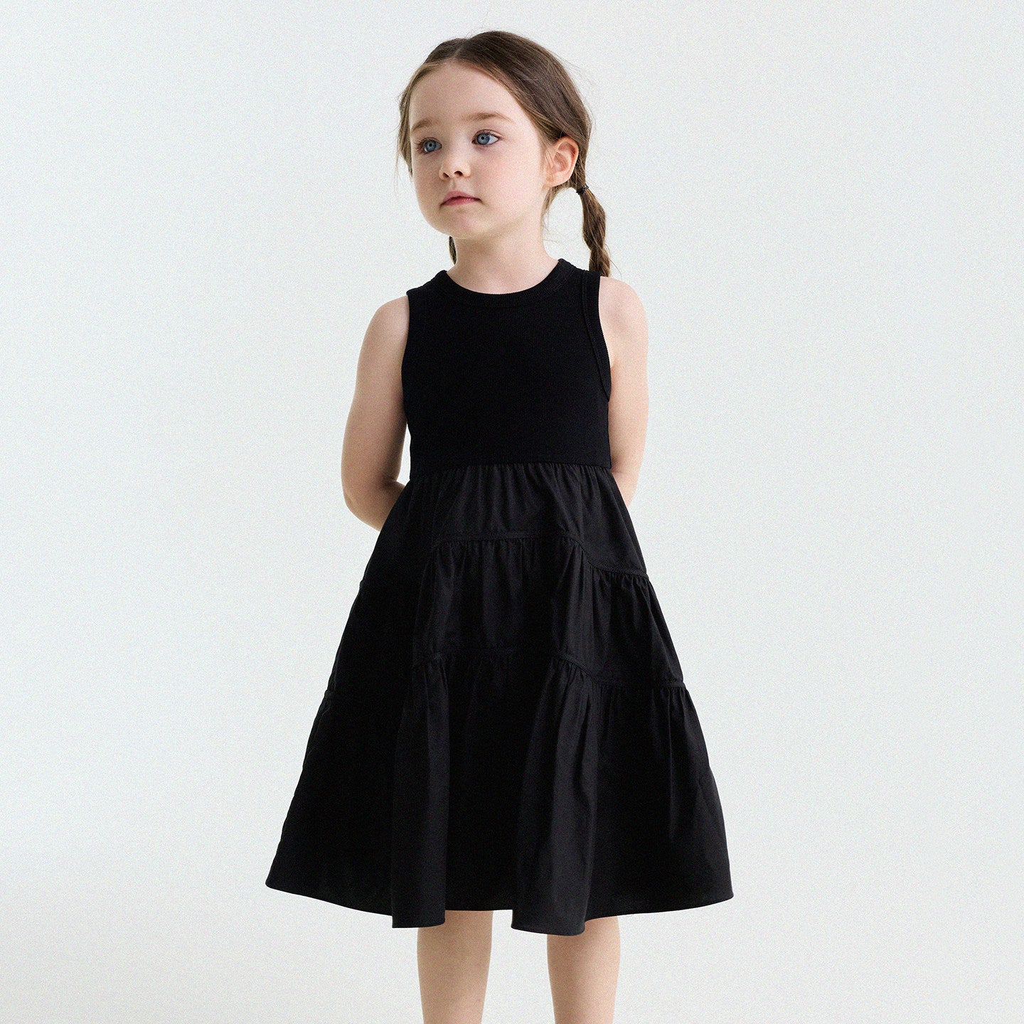 Spliced Tiered Tank Dress ノースリーブ ティアードワンピース【mh0013175】