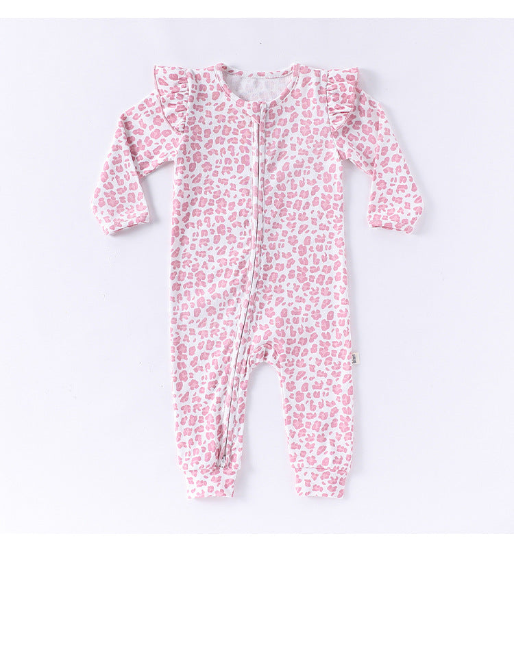 -レオパードプリントジップアップ長袖ジャンプスーツ【mh0010725】 - mamahalo shop - 長袖ロンパース -  べビー服 - 子供服 - 男の子 - 女の子