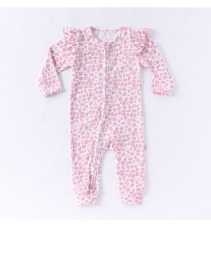 -レオパードプリントジップアップ長袖ジャンプスーツ【mh0010725】 - mamahalo shop - 長袖ロンパース -  べビー服 - 子供服 - 男の子 - 女の子