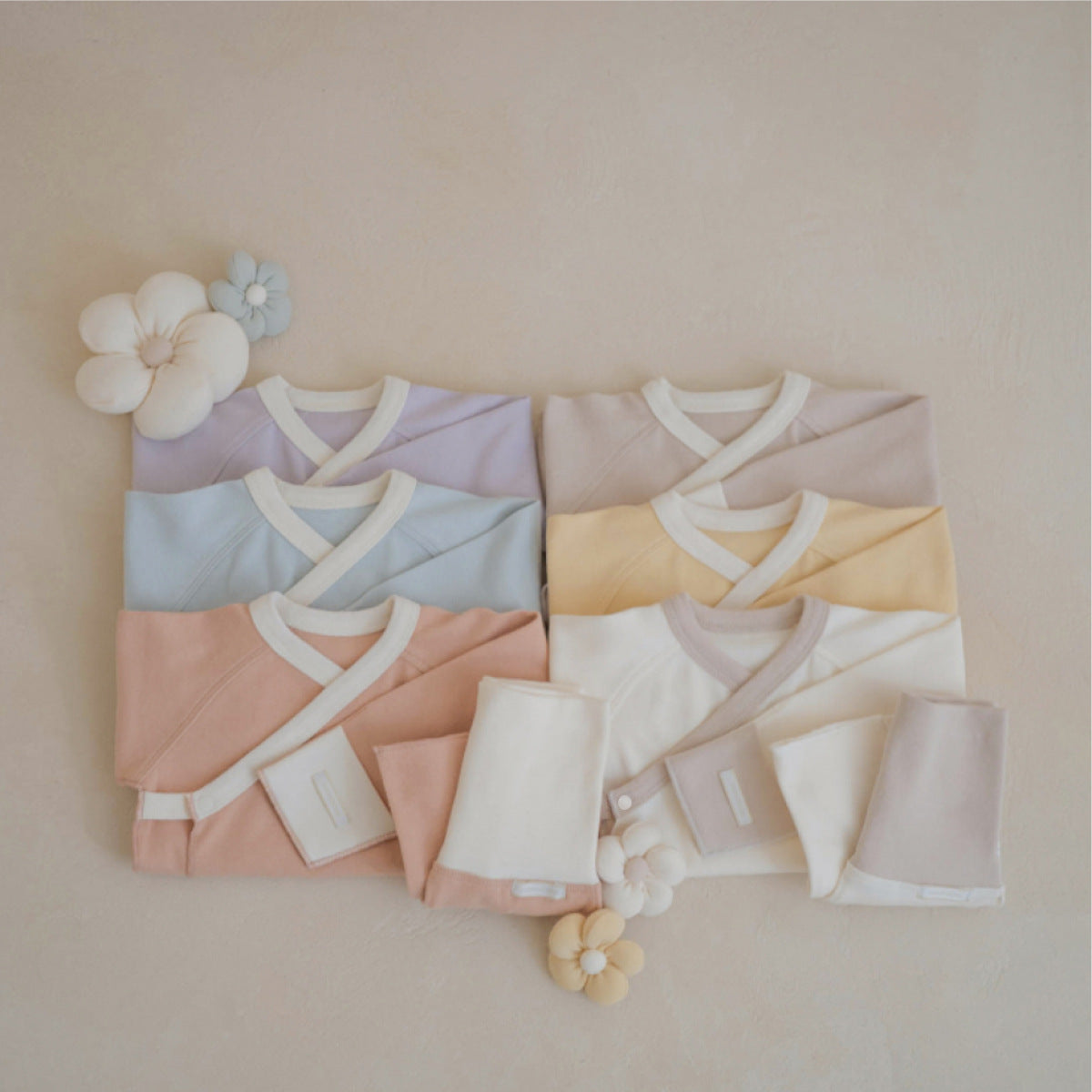 Baby Cache-Coeur Short-Sleeve Top & High-Waist Pants Set [mh0013886]