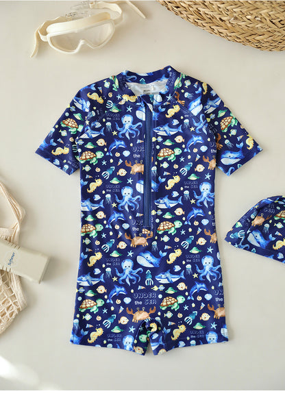 UPF50+ Printed Short Sleeve One-piece Swimsuit [mh0012587]