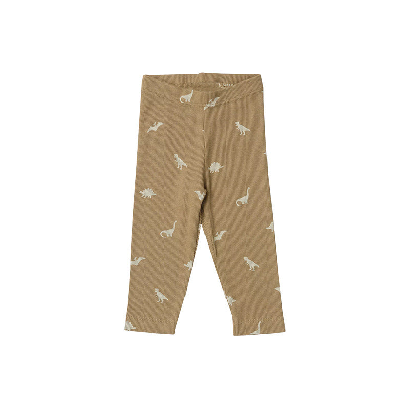 -ダイナソー/ムーン/フラワープリント長袖ボディスーツ/ロングパンツ【mh0010754】 - mamahalo shop - ロンパースセットアップ -  べビー服 - 子供服 - 男の子 - 女の子