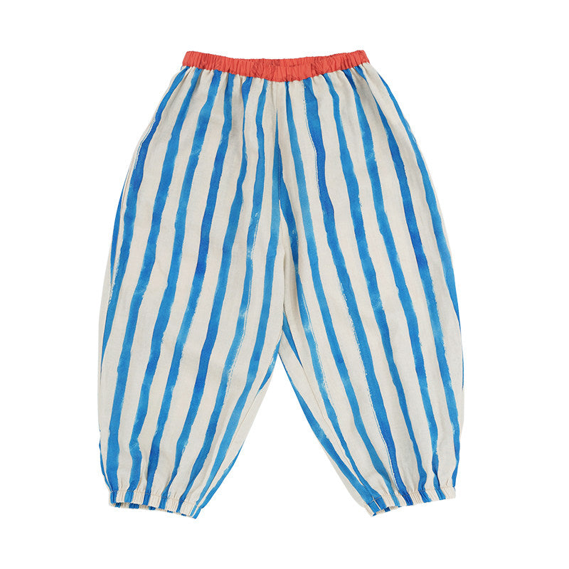 Pantalones Largos con Puños de Gasa y Rayas Geométricas【mh0013214】